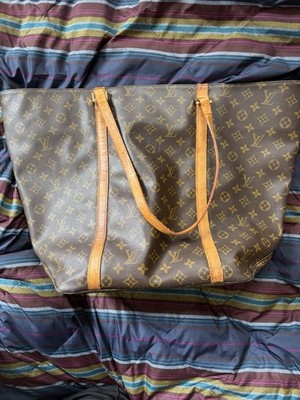 Louis Vuitton Monogram Large Tote Shoulder Bag Brown Zip Closure w/ Pouch