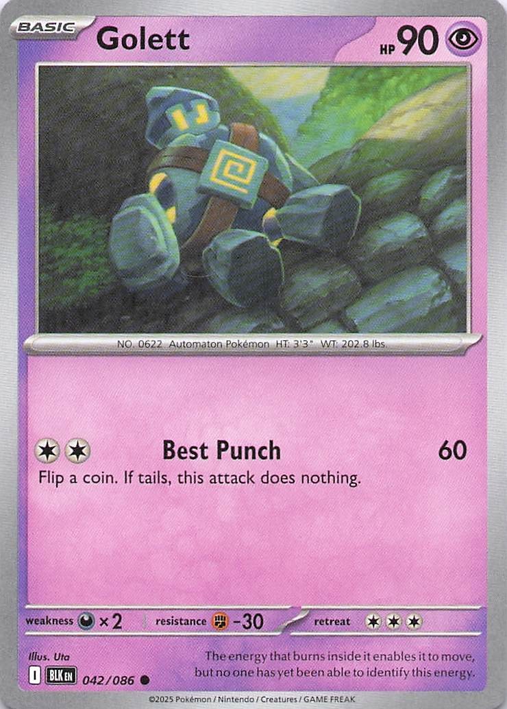 Pokemon Card - Golett - (042/086 - Black Bolt)