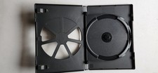 USED 14mm Standard 1/3 Slotted Black 2-Disc DVD Case w Tray Clear Outer Sleeve