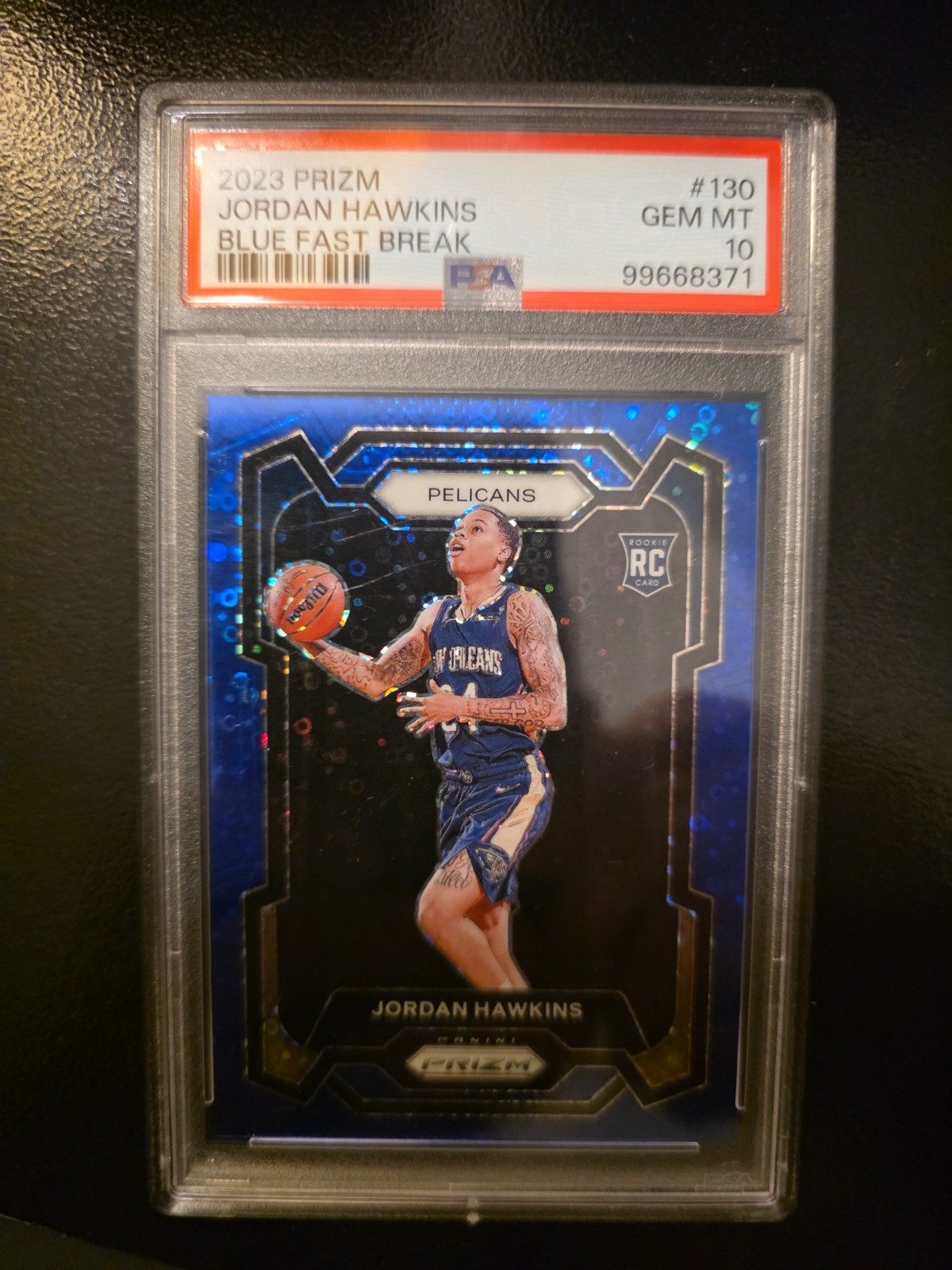 2023 PANINI PRIZM #130 JORDAN HAWKINS BLUE FAST BREAK RC 011/150 PSA 10 🔥🔥
