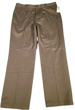 Izod American Chino Non-Iron Pants Men  s 34X29 Coffee Brown Cotton Twill NWT