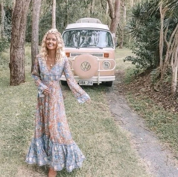 Arnhem / Aphrodite Maxi Dress Duster in Ale 10-12AU ~ Beach Gypsy Boho Wedding 