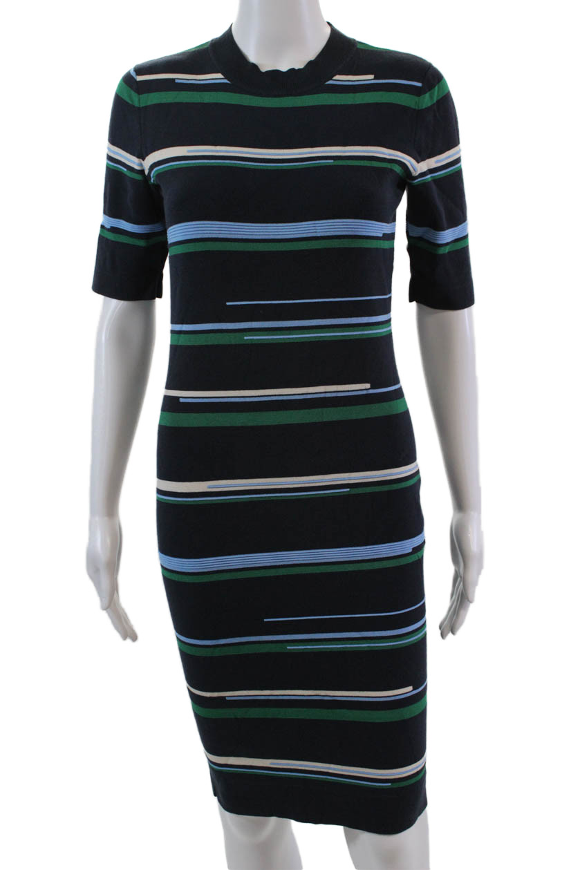 Grey Jason Wu Womens Striped Crew Neck Short Sleeve Bodycon Dress Navy Size SFree Shipping in US $100+ Orders | $6.95 Orders Below