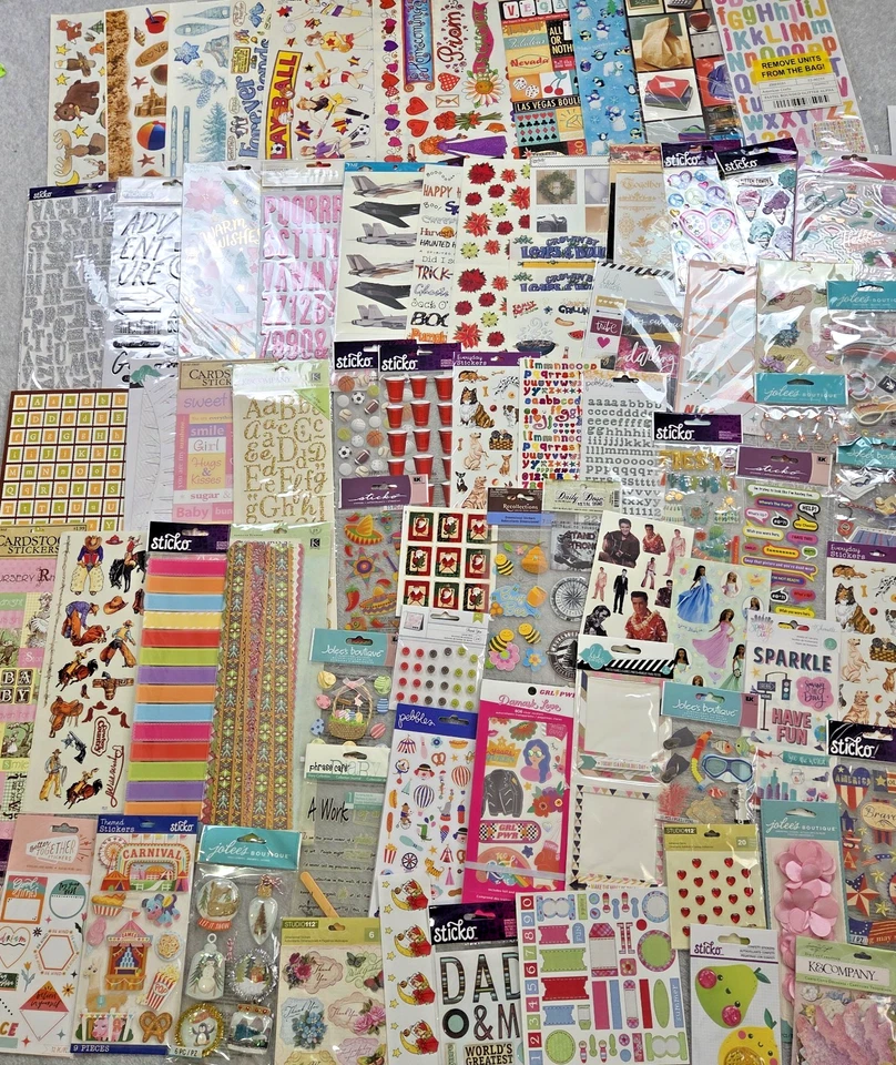 NUEVO Lote 130+ Paquete/Hojas de Pegatinas para Álbum de Recortes Troqueladas De Colección-Moderno 7+LBS Foto 4 de 4