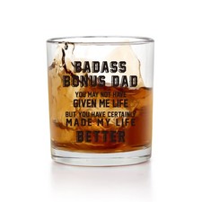 Jogskeor Step Dad Gift Whiskey Glass - Bonus Dad You May Not Have Given Me Li...