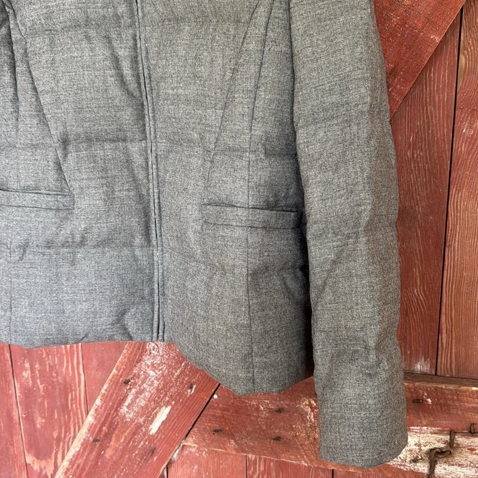 Ann Taylor Heather灰色鹅羽绒拉链夹克。 披肩领全新带标签 大号 — 第 3/4 张图片