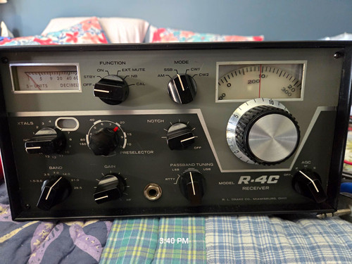 Drake R-4C HF Base Station Ham Receiver SSB AM CW RTTY Analog Black/Gray