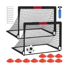Kids Soccer Goals for Backyard Set - 2 of 4' x 3' Portable Soccer Goal Traini...