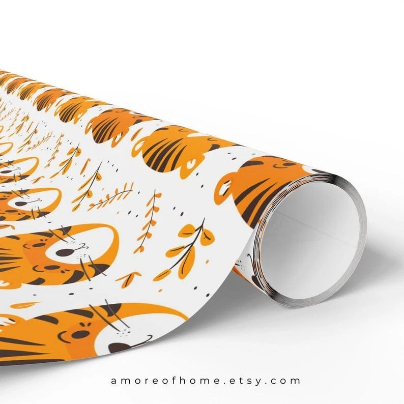 Lindo papel de envolver animales, envoltura de regalo de cumpleaños para niños, rollo de baby shower regalo Foto 4 de 4