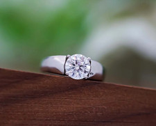 2Ct Round Cut Tester Pass Moissanite Men's Solitaire Engagement Ring 925 Silver