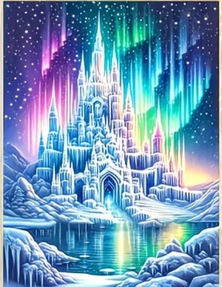 Château de Glace Diamond Painting 40x50 cm - Broderie Diamant Féérique Dorée