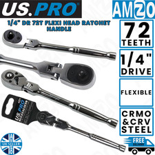 US PRO Industrial 1/4" Drive 72T Flexible Head Ratchet 175mm Cr-Mo Handle
