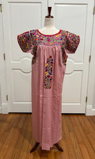 San Antonino Maxi Dress, Oaxaca Mexican dress. hand Embroidered. Silk Threads,