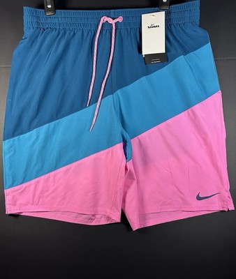 Nike Swim Men's Colorblock Swim Shorts Blue Pink (Size XL) NESSD470-670