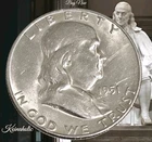 1951 S Franklin Half Dollar AU+ Full Bell Line, Lustrous, Pulled From Storage