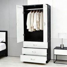 Wardrobe 2 Door 3 Drawer Bedroom Furniture Clothing Storage Inner Shelf
