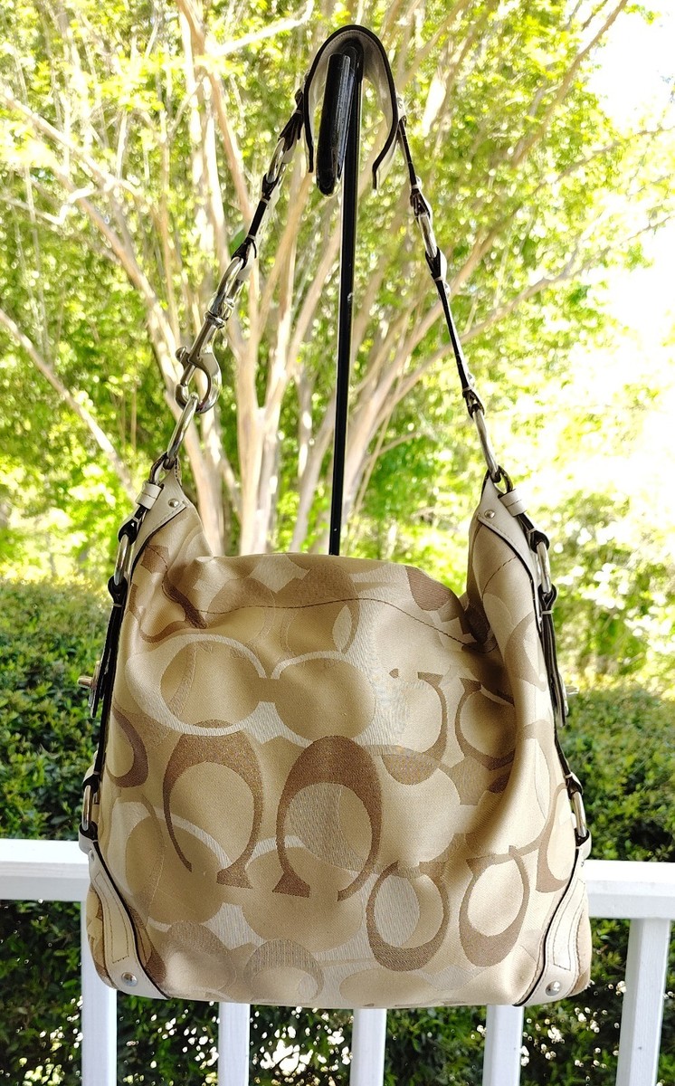 バッグ OLD COACH Bucket Flap One shoulder bag Coach Vintage LARGE F11961 Carly Beige Signature C & Leather