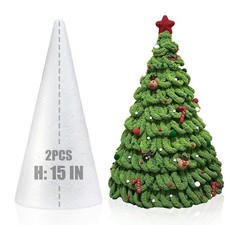 2 Pack Craft Foam Tree Cones, 15x5in Styrofoam Cones for 15 5in-2pc, White