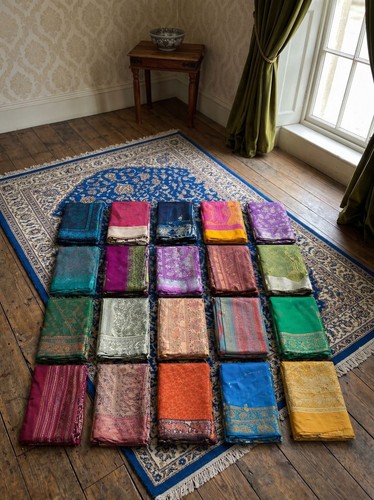 Sanskriti Vintage Sari Recycled Pure Silk Sarees Lot 20 Multicolor Craft Fabric