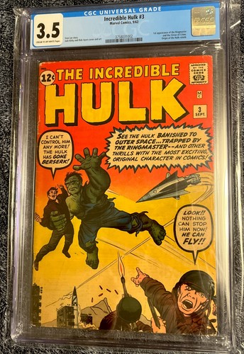 Incredible Hulk #3 Marvel Comics 1962 1. Auftritt Ringmaster CGC 3.5
