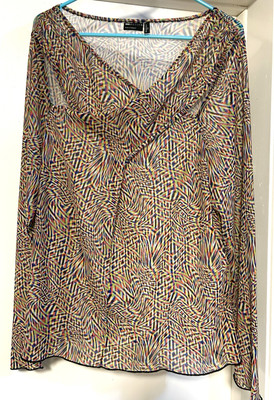 Asos Curve Women's 24 Psychedelic Trippy Pattern Colorful Rainbow V Neck