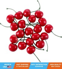 20pcs Red Artificial Cherries, Fake Fruit Decor Simulation Cherry Model Lifelike