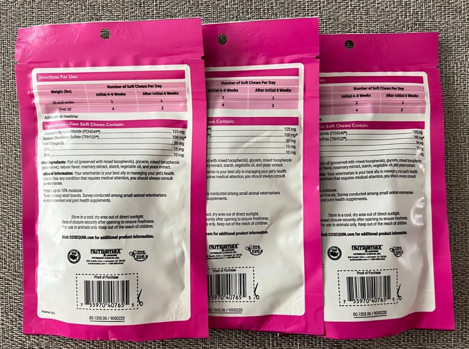 3 paquetes Cosequin Salud Articular Gatos 60 Masticables Suaves con Soporte de Movilidad Omega 3 12/25 Foto 2 de 2
