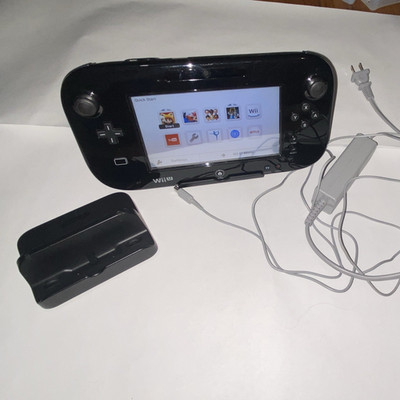 Nintendo Wii U GamePad Wireless Controller Black Touchpad w/ Cradle AC Adapter
