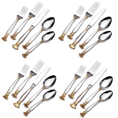 Wallace Salacia Gold Accent 18/10 Stainless 20pc Flatware Set (Service for Four)