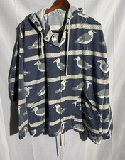 Vintage MICHIGAN RAG CO Hooded Jacket Coat  Sz L/XL Seagull All Over Print Bird