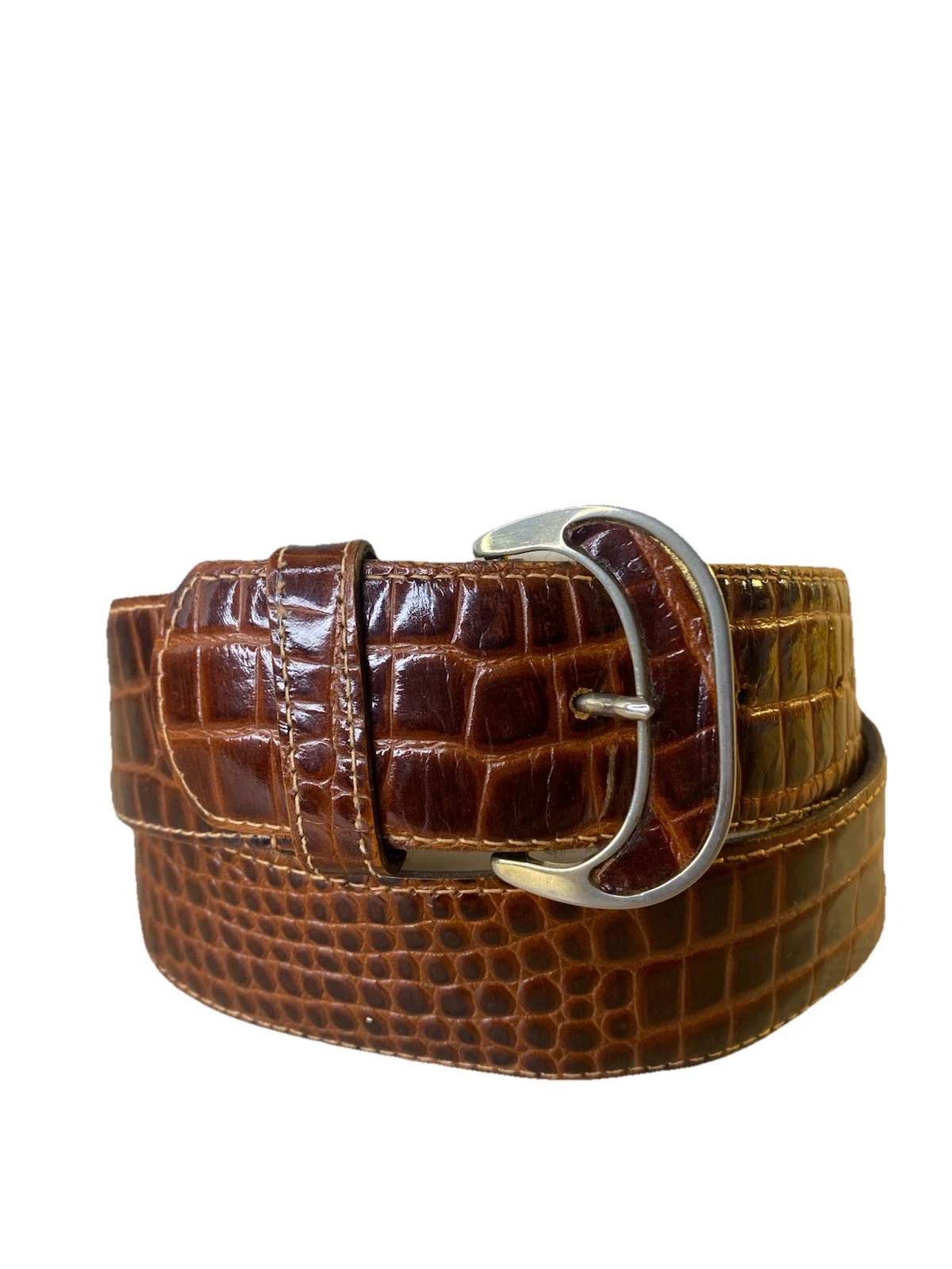 Ceinture femme vintage Christian Dior en cuir véritable gaufré croco S/m 27 Acadamia