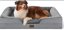 Bedsure Orthopedic Dog Bed Large Washable Waterproof Couch Sofa Pet Bed Grey 35
