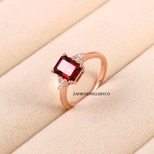 Natural Garnet Ring, January Birthstone, Engagement Ring, 925 Sterling Silver