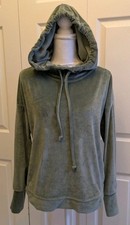 Woman's Green Velvet Hoodie Sz M Sweatshirt Workout Comfort Soft