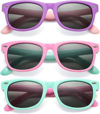 Kids Polarized Sunglasses TPEE Rubber Flexible Shades for Girls Boys Age 3-9
