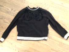 FENDI black 100 silk top with fur flowers size S