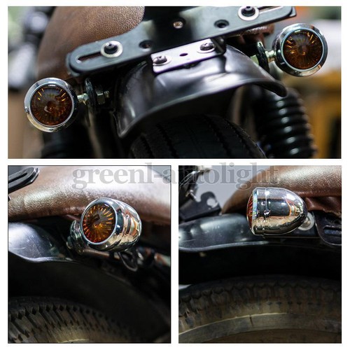 4PCS Motorcycle Turn Signal Bullet Blinker Amber Light For Chopper Bobber Racer - Picture 8 of 9