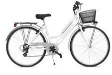 Bicicletta Donna Passeggio Misura 28 Bici Da Città Con Cambio E Cestino Bianca