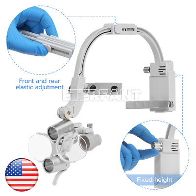 3.5X Dental Surgical Headband Binocular Loupes w/5W LED Head Light 2 Leds Gray