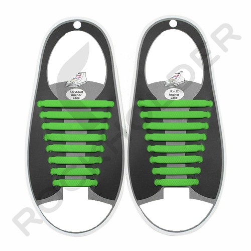 Silicone Elastic Shoelaces Rubber No Tie Shoe Lace Trainer Shoes Kids & Adult UK - Picture 59 of 63