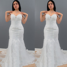 Mermaid Wedding Dresses Off The Shoulder Sweep Train Lace Applique Bridal Gowns