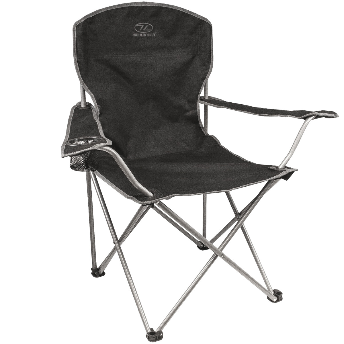 Highlander Plegable Silla De Campo Senderismo Salón Jardín Soporte Asiento Negro