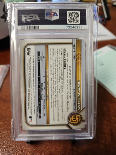 2022 Bowman Draft Chrome Henry Williams 1st RC Auto Purple Ref #178/250 PSA 9 - Picture 2 of 2