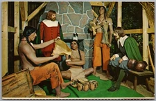 Plymouth Nat'L Wax Museum Massasoit Treaty 1621 Plymouth MA Postcard H537