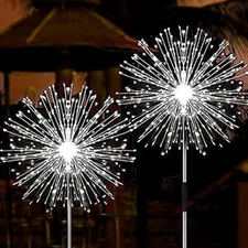  Solar Firework Lights, 2 Pack 120 LEDs 2 Lighting Modes Outdoor Cool White