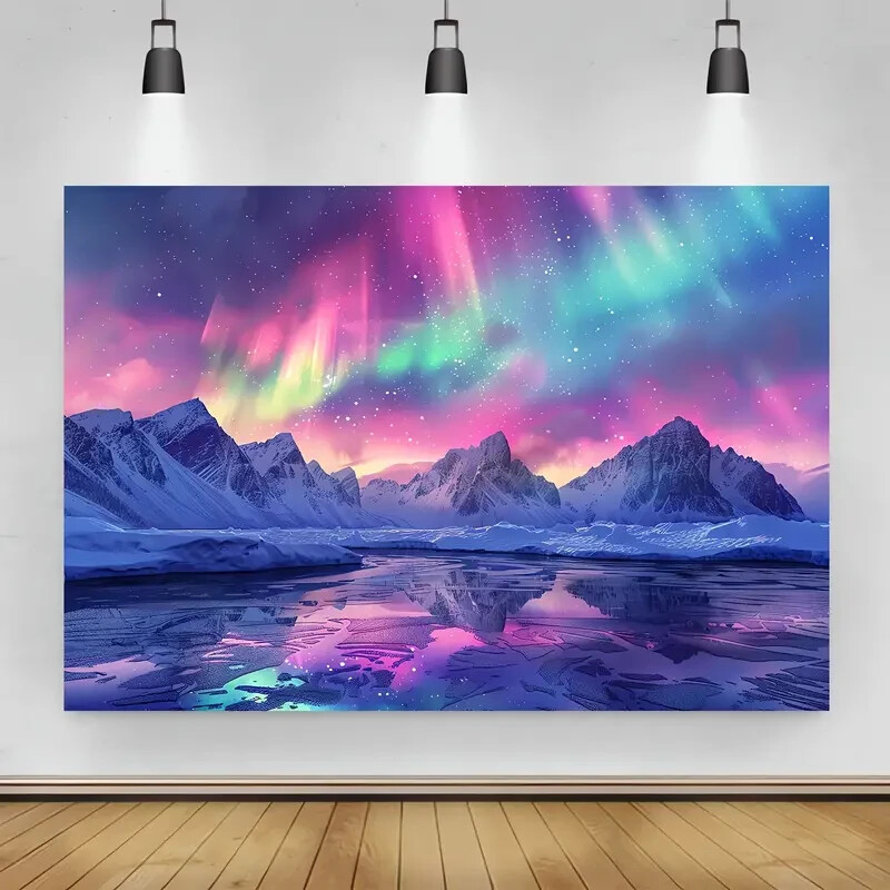 Tapestry, Mountain Northern Lights, Landscape Tapestry, Wall Hanging, Home Decor