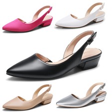 Women Pumps Pointed Toe Low Block Heels Office Work Casual Dress Pumps