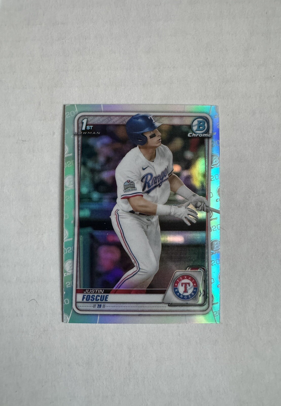 2020 Bowman Draft Chrome Justin Foscue Refractor BD-124 Rangers