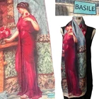 BASILE "An Offering to Venus"J.W.Godward Silk Satin Scarf 52x176cm Handroll Hems