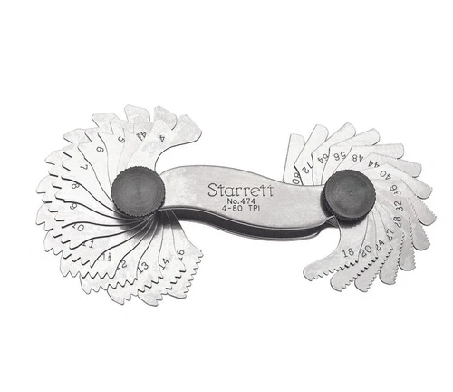 Starrett 52486 474 Screw Pitch Gage,60 Deg Threads,28 Leaves,4-80 TPI, FREE SHIP